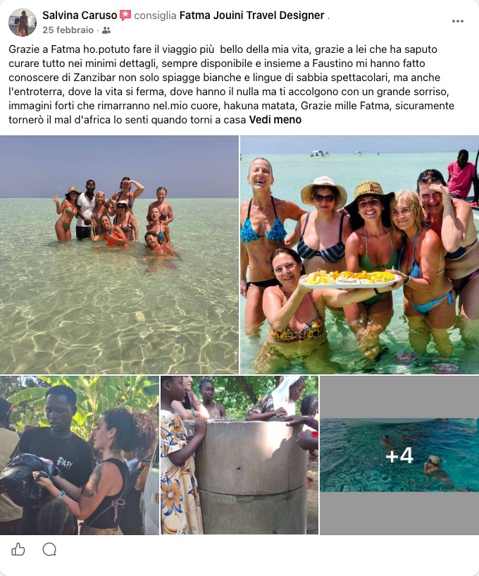 Recensione Facebook di una viaggiatrice di Fatma Jouini Travel Designer